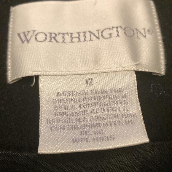 Worthington black wool pea coat women’s 12 lined double breasted like new - Picture 3 of 9